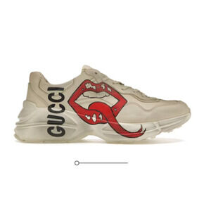 Gucci Rhyton Leather Maxi Mouth Distressed Low Top Sneaker Cream Men's EU 38